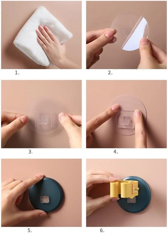 Samolepiaci nástenný držiak na mop zeleno žltý