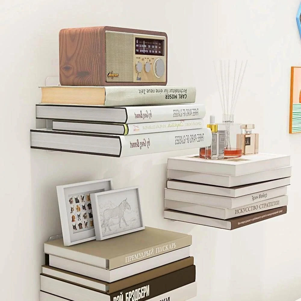 Kovová neviditeľná polička - čierna 1ks