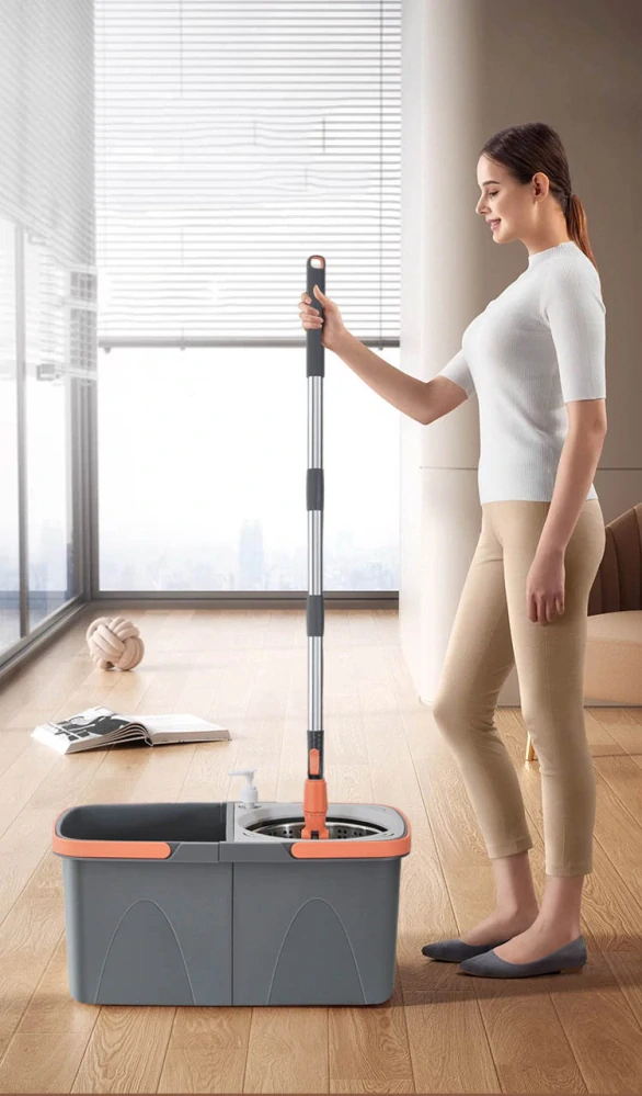 360° Dvojkomorový rotačný mop s dvoma hlavicami