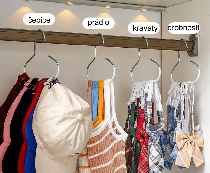 Vešiak na kabelky, kravaty, šály kovový 1ks