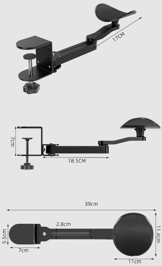 Multifunkčná ergonomická podpora predlaktia - čierna (1 ks)