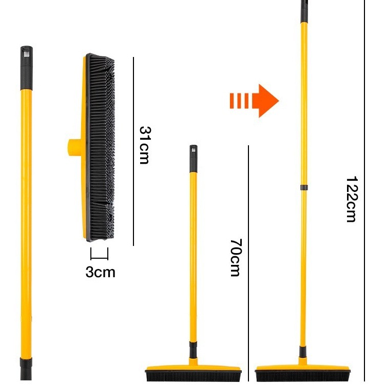 Gumová antistatická metla s teleskopickou násadou - červená