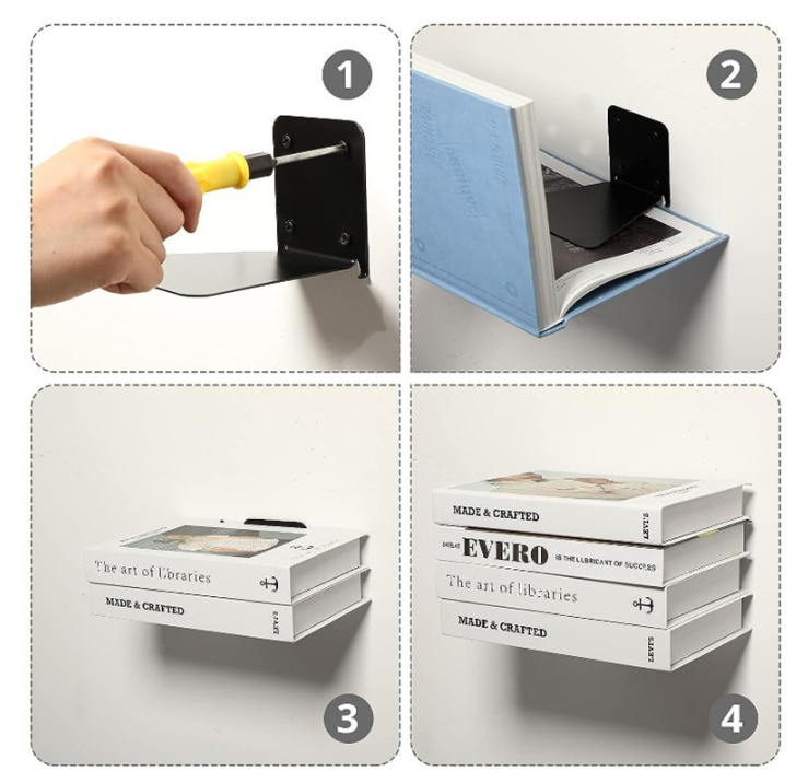 Kovová neviditeľná polička - čierna 1ks 130mm