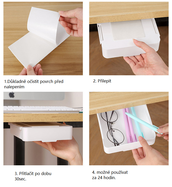 Zásuvkový organizér pod stůl – bílý (větší)