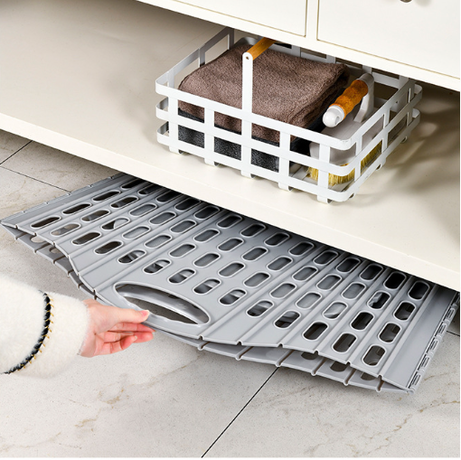 Skladací kôš na bielizeň šedý, menší