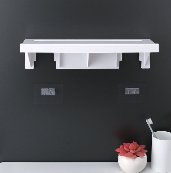 Nástenná nalepovacia kúpeľňová polica – biela (1 ks)