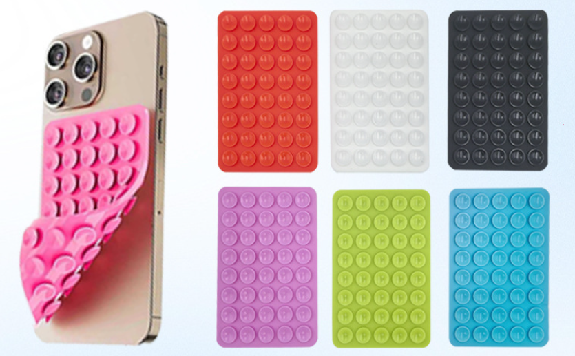 Obojstranná silikónová prísavka na mobil – čierna