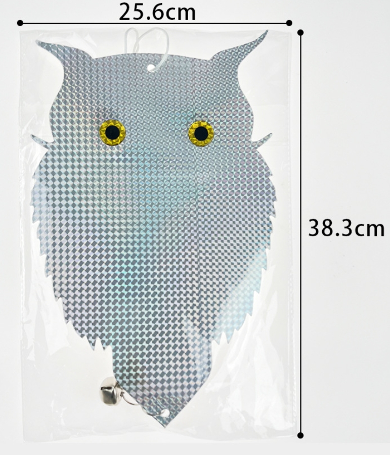 Reflexný odpudzovač vtákov – Sova so zvončekmi 38 × 25,6 cm
