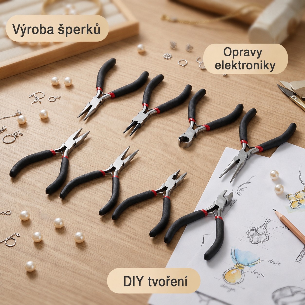 Sada mini klieští - 8 ks