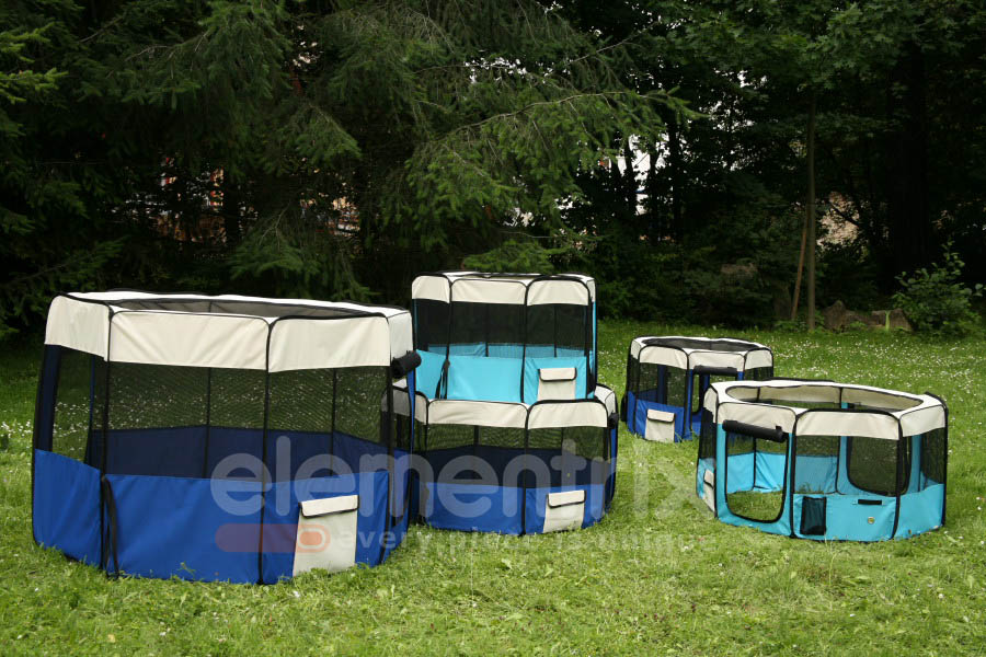 Klietka kruhová, skladacia, látková, výbehy, veľkosť XL, námornícka modrá