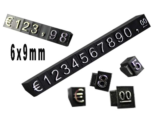 Plastové cenovky 6 × 9 mm, strieborná, 20 radov ELEMENTRIX