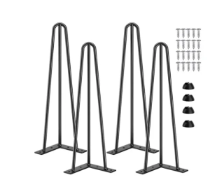 Nábytková noha Hairpin 200mm, 4 kusy, čierna