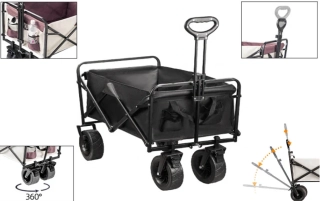 Skladací kempingový vozík, plážový vozík, tankové kolesá 90mm