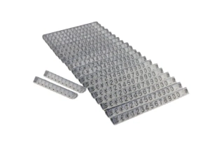 Plastové cenovky černé, PRIEHĽADNÉ 6x9mm 20x rada €,$,¥