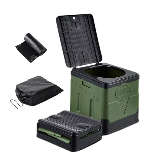 Skladací kempingový záchod, toaleta zelená