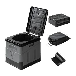 Skladací kempingový záchod, toaleta šedá