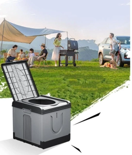 Skladací kempingový záchod, toaleta sivá 41cm