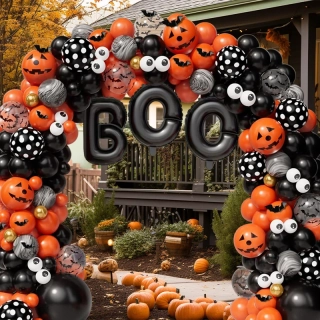 Párty balóniky, balóniková girlanda halloween BOO 141ks