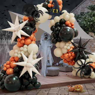 Párty balóniky, balóniková girlanda halloween pavúky 138ks