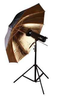 Štúdiový fotografický dáždnik 153cm zlatý