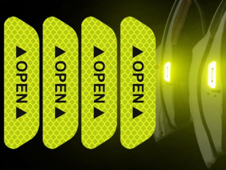 Reflexné samolepky na dvere auta – „OPEN“ (4 ks) zelené
