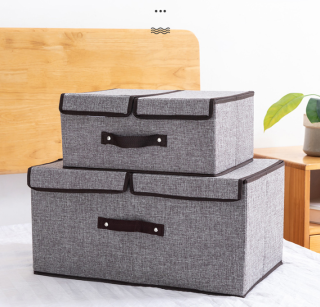 Skladací úložný box s vekom – malý šedý