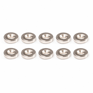 Neodymový magnet 10 × 3 mm s dierou, súprava 10 ks