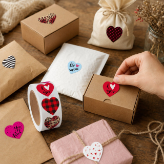 Samolepky LOVE, farebné srdcia, 500 ks