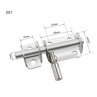 Nerezová dverová petlica 201, 35 × 22 mm s protikusom