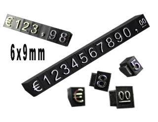 Plastové cenovky 6 × 9 mm, strieborná, 1 rad ELEMENTRIX