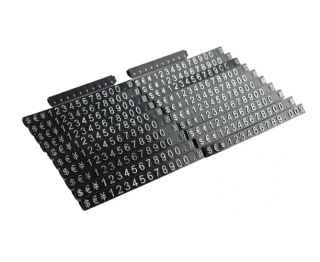 Plastové cenovky 6 × 9 mm, strieborná, 20 radov ELEMENTRIX