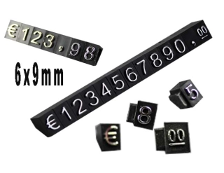 Plastové cenovky 6 × 9 mm, strieborná, 20 radov ELEMENTRIX