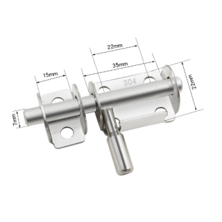 Nerezová dverová petlica 304, 35 × 22 mm s protikusom